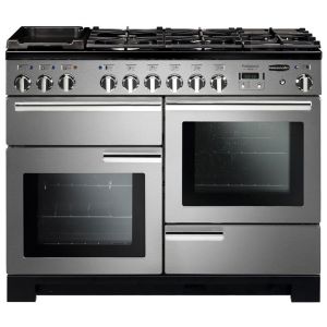Rangemaster Professional Deluxe 110 Duel Fuel Range Cooker - Stainless Steel with Chrome