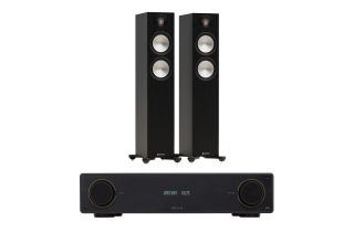 Arcam Radia A15 Integrated Amplifier with Monitor Audio Bronze 300 7G Floorstanding Speakers