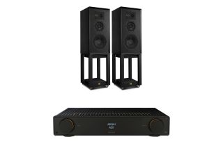 Arcam Radia A25 Integrated Amplifier with Wharfedale Super Linton Heritage Standmount Speakers with Matching Stands