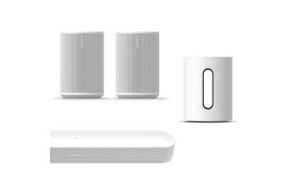 Sonos Beam Gen 2 Soundbar with Sonos Era 100 Pair & Sonos Sub Mini - White