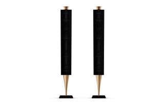 Ex Display - Bang & Olufsen BeoLab 18 in Gold Tone with Black Lamella and Floor Stands