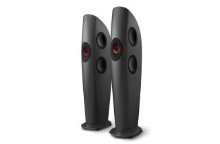 KEF Blade One Meta Floorstanding Speakers - Charcoal Grey / Red