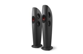 KEF Blade Two Meta Floorstanding Speakers - Charcoal Grey / Red