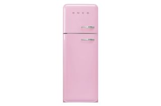 Smeg FAB30LPK5 60cm 50s Style Left Hand Hinge Freezer over Fridge - Pink
