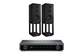 Fell Audio Fell Amp Integrated Amplifier with Wharfedale Super Linton Heritage Standmount Speakers with Matching Stands