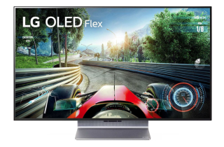 LG 42LX3Q6LA 42" OLED Flex Monitor 4K Ultra HD HDR Smart Gaming TV, with super anti-reflection panel.