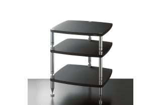 Solidsteel Hyperspike High End 3 Pillar Classic 3-Shelf Hifi Rack - Flat Black