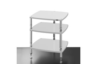 Solidsteel Hyperspike High End 3 Pillar Classic 3-Shelf Hifi Rack - Gloss White