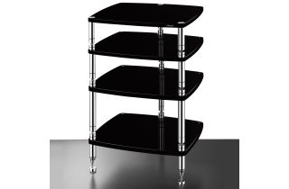 Solidsteel Hyperspike High End 3 Pillar Classic 4-Shelf Hifi Rack - Gloss Black