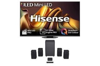 Hisense 75U8NQTUK 75" 4K Mini LED Smart TV with Hisense HT Saturn Dolby Atmos / DTS:X Wireless Home Cinema Speaker System