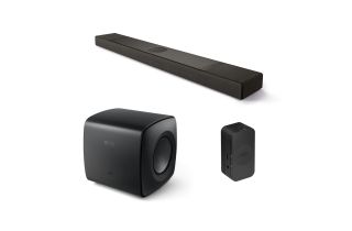 KEF XIO Soundbar with KEF KC62 Subwoofer & KEF KW2 WRX Receiver