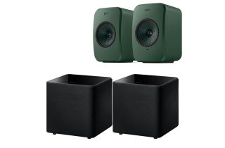KEF LSX II LT AV Speaker Pack (Pair of Kube 8 MIE Subs) - Sage Green