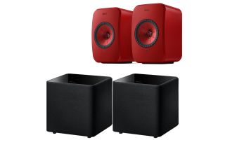 KEF LSX II AV Speaker Pack (Pair of Kube 8 MIE Subwoofers) - Lava Red