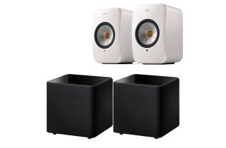 KEF LSX II AV Speaker Pack (Pair of Kube 8 MIE Subwoofers) - Mineral White
