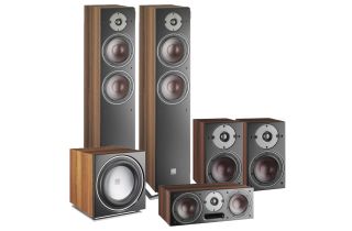 Dali Oberon 7 AV Speaker System with E-9 F Sub - Dark Walnut (Vinyl)