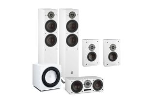 Dali Oberon 7 AV Speaker System with Oberon On-wall Speakers & E-9 F Sub - White (Vinyl)