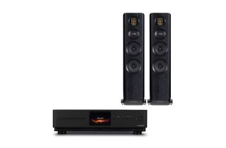 Audiolab Omnia Amplifier & CD Streaming System with Wharfedale EVO4.3 Floorstanding Speakers