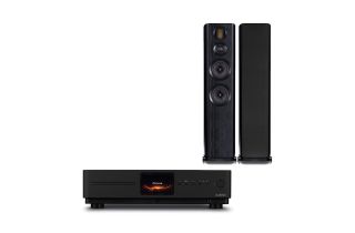 Audiolab Omnia Amplifier & CD Streaming System with Wharfedale EVO4.4 Floorstanding Speakers