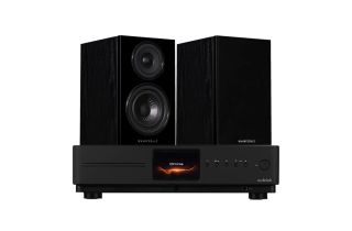 Audiolab Omnia Amplifier & CD Streaming System with Wharfedale Diamond 12.0 Bookshelf Speakers