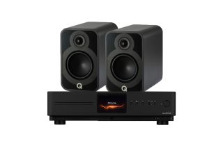 Audiolab Omnia Amplifier & CD Streaming System with Q Acoustics 5020 Bookshelf Speakers