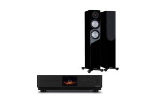 Audiolab Omnia Amplifier & CD Streaming System with Monitor Audio Silver 200 7G Speakers