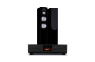 Audiolab Omnia Amplifier & CD Streaming System with Monitor Audio Silver 7G 300 Floorstanding Speakers