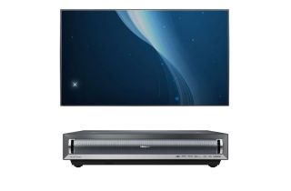 Hisense PX3TUK-PRO 4K Smart Laser Cinema Projector with Sapphire 120" SALFS266WSF Fixed Frame ALR Projector Screen
