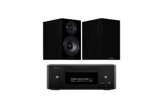 Denon RCD-N12 DAB All-In-One System with Wharfedale Diamond 12.2 Bookshelf Speakers