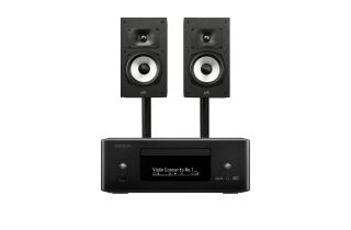 Denon RCD-N12 DAB All-In-One System with Polk Monitor XT20 Bookshelf Speakers