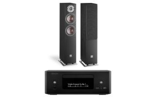 Denon RCD-N12 DAB All-In-One System with Dali Oberon 5 Floorstanding Speakers