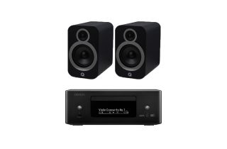 Denon RCD-N12 DAB All-In-One System with Q Acoustics 3030i Bookshelf Speakers