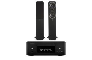 Denon RCD-N12 DAB All-In-One System with Q Acoustics 3050i Floorstanding Speakers