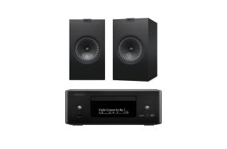 Denon RCD-N12 DAB All-In-One System with KEF Q350 Bookshelf Speakers