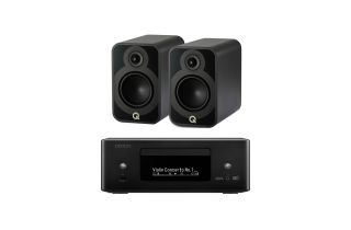 Denon RCD-N12 DAB All-In-One System with Q Acoustics 5020 Bookshelf Speakers
