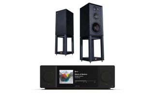 Arcam Radia SA45 Streaming Amplifier with Wharfedale Linton Heritage Standmount Speakers with Matching Stands