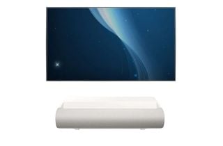 Samsung The Premiere LPU7D 4K Laser Projector with Sapphire 120" SALFS266WSF Fixed Frame ALR Projector Screen
