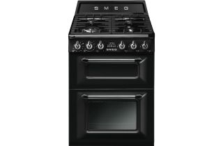 Smeg TR62BL Victoria 60cm Two Cavity Dual Fuel Traditional Cooker in Black