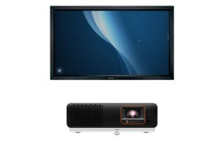BenQ X500i 4K HDR 4LED Short Throw Console Gaming Projector with Sapphire 106" SFSC234 Fixed Frame Projector Screen