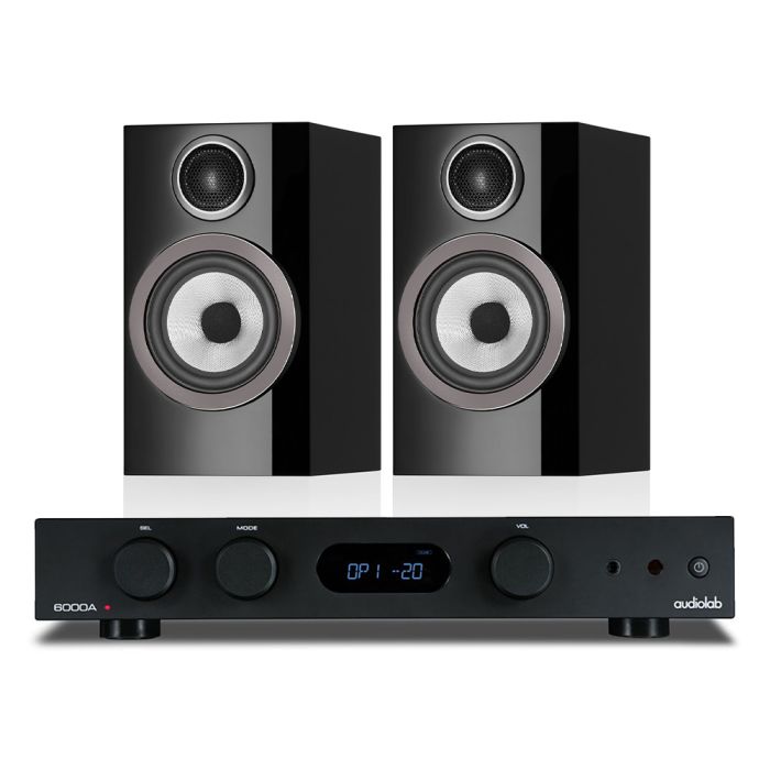 Audiolab 6000A Amplifier with Bowers & Wilkins 707 S3 Standmount Speakers