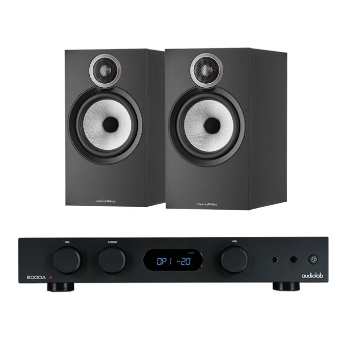 Audiolab 6000A Amplifier with Bowers & Wilkins 606 S3 Standmount Speakers
