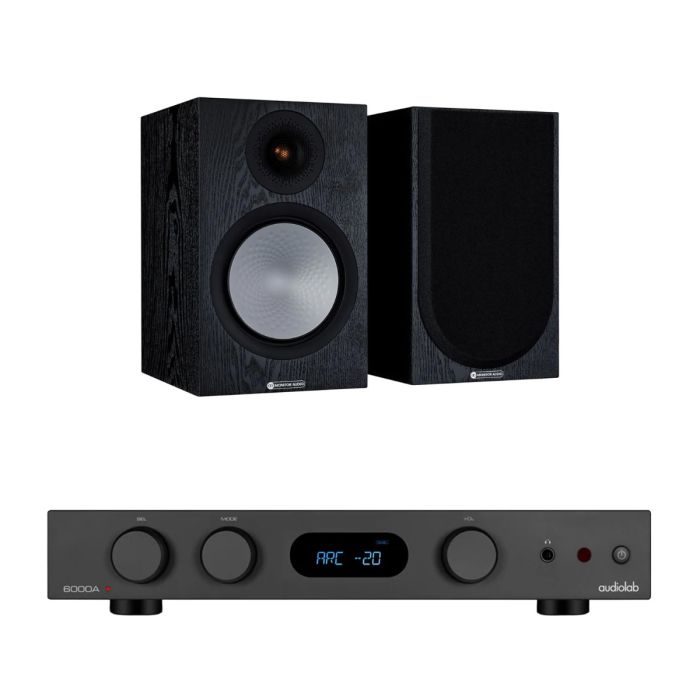 Audiolab 6000A MKII Integrated Amplifier with Monitor Audio Silver 100 7G Bookshelf Speakers main product photo