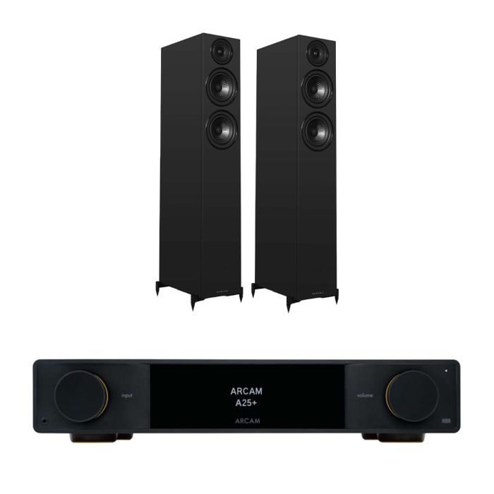 Arcam A25+ Integrated Amplifier with Wharfedale Diamond 12.4i Floorstanding Speakers main product photo