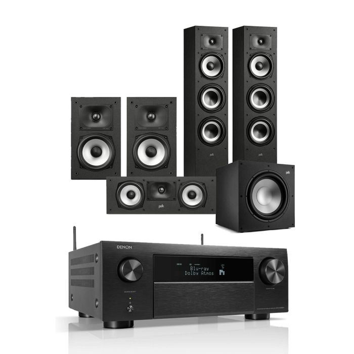 Denon AVC-X4800H 9.4 Ch. 200W 8K AV Amplifier with Polk Monitor XT60 5.1 Speaker Package main product photo