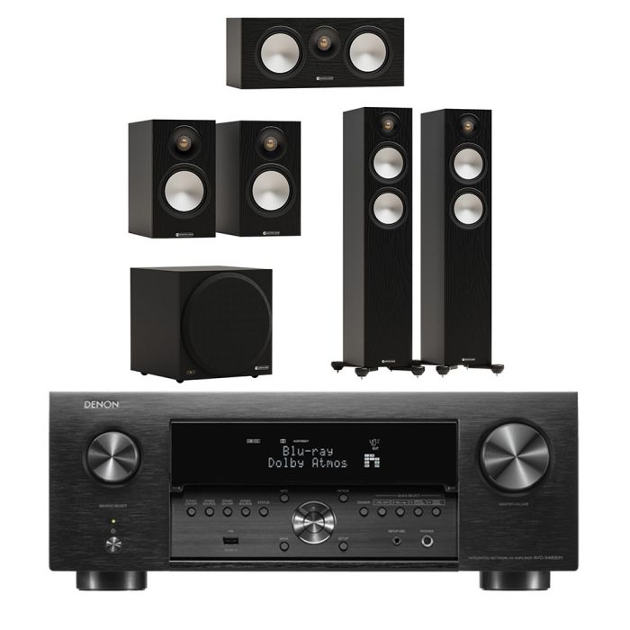 Denon AVC-X4800H 9.4 Ch. 8K AV Amplifier with HEOS Built-in with Monitor Audio Bronze 300 7G 5.1 Speaker Package main product photo