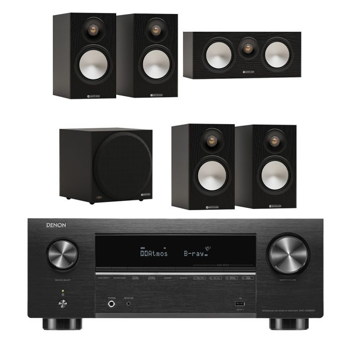 Denon AVC-X3800H 9.4 Ch. 8K AV Receiver with HEOS Built-in with Monitor Audio Bronze 50 7G 5.1 Speaker Package main product photo