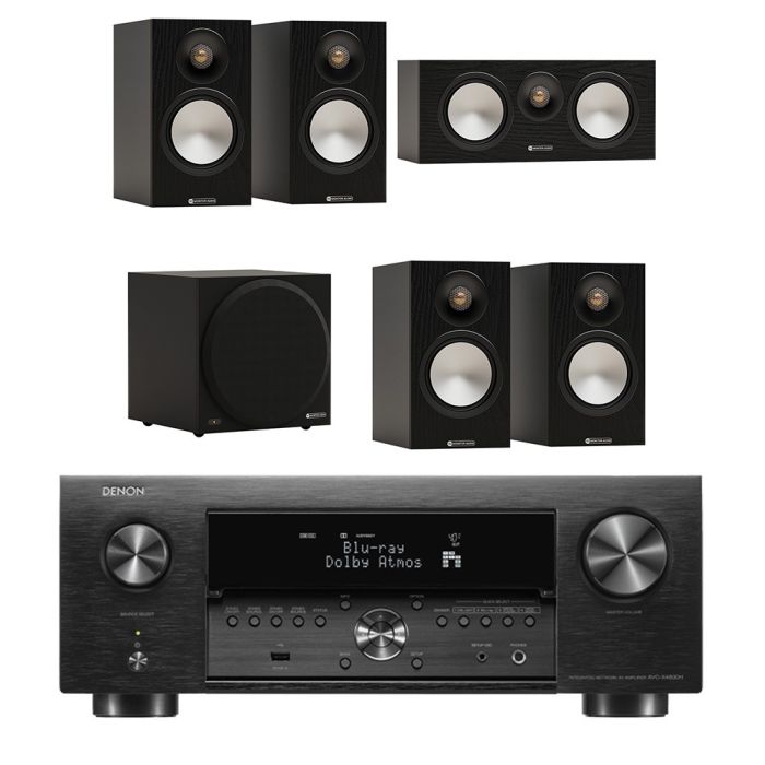 Denon AVC-X4800H 9.4 Ch. 8K AV Amplifier with HEOS Built-in with Monitor Audio Bronze 50 7G 5.1 Speaker Package main product photo