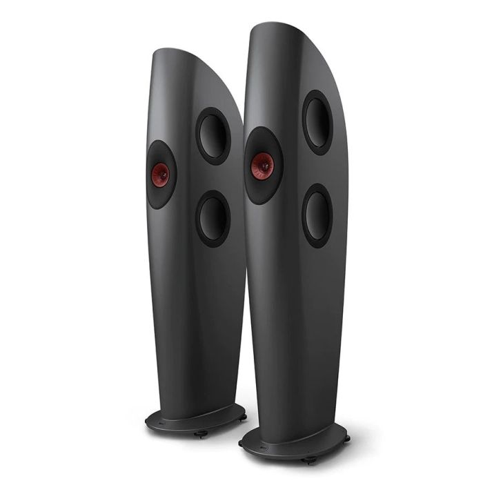 KEF Blade One Meta Floorstanding Speakers - Charcoal Grey / Red main product photo
