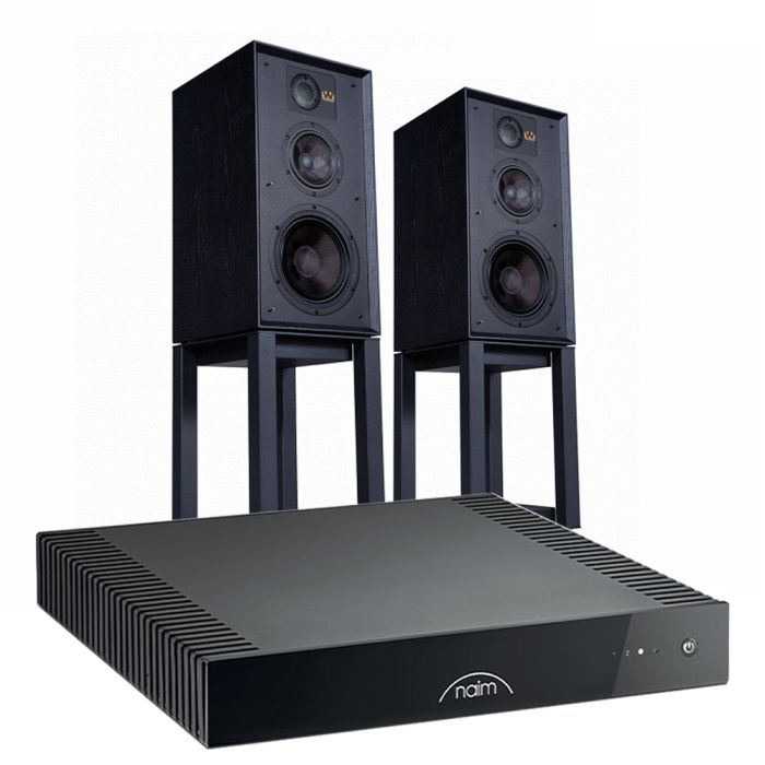 Naim CI UNITI 102 Streaming Amplifier with Wharfedale Linton Heritage Standmount Speakers with Matching Stands main product photo