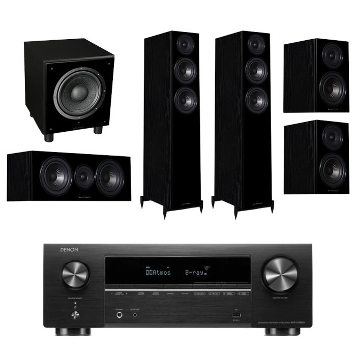 Denon AVR-X1800H 7.2 Ch. 175W 8K AV Receiver with Wharfedale Diamond 12.3 5.1 Speaker Package main product photo