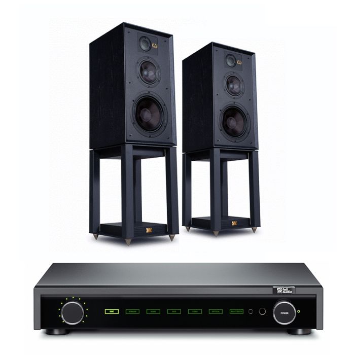 Fell Audio Fell Amp Integrated Amplifier with Wharfedale Linton Heritage Standmount Speakers with Matching Stands main product photo